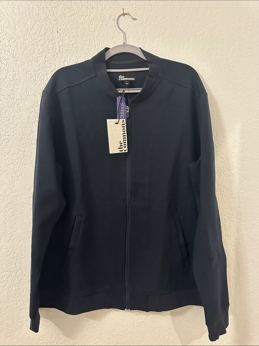 The Commons Men's Navy Bomber Jacket - Zip Front